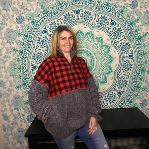 Grey sherpa/ buffalo pullover